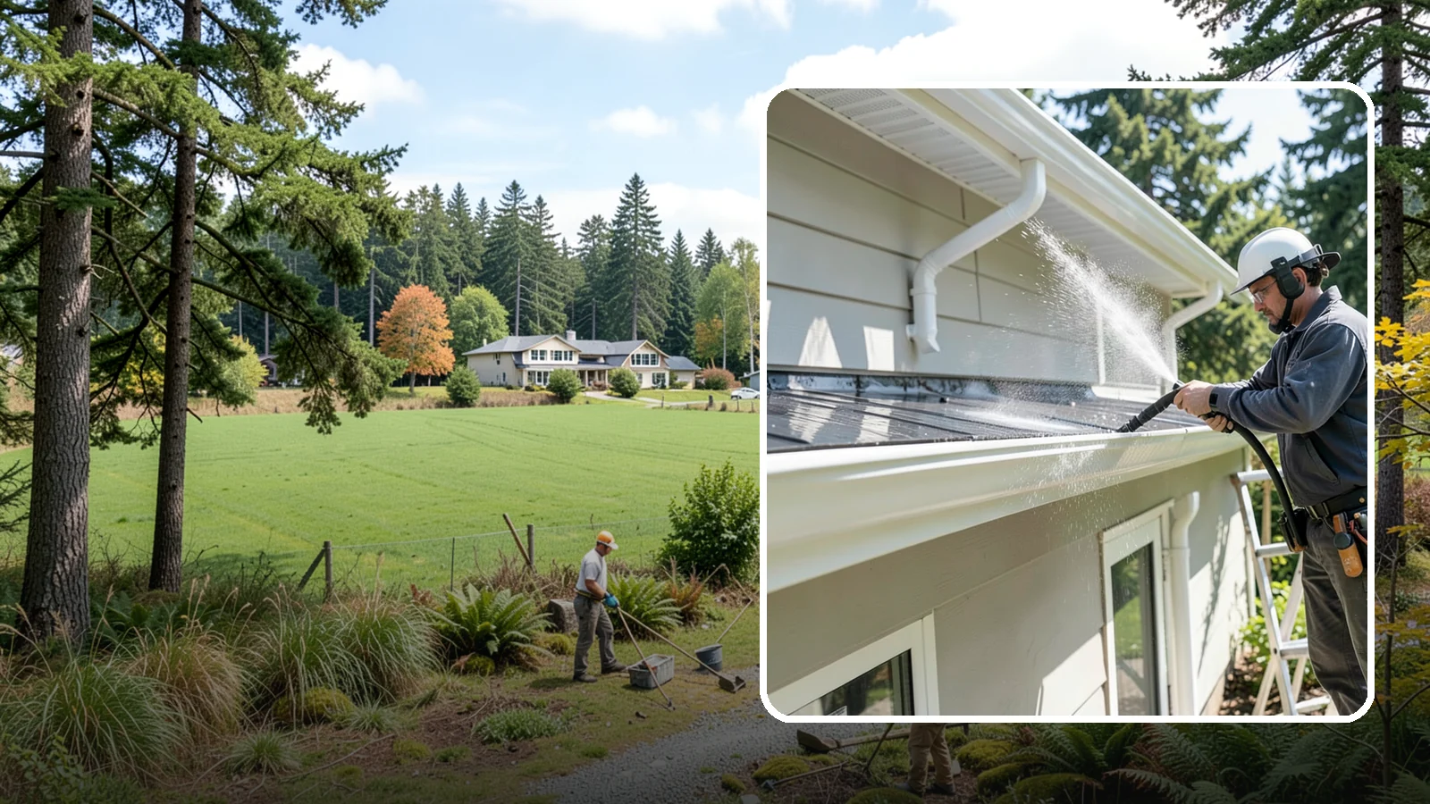 Gutter & Downspout Package in Lyman, Skagit County, WA - We brighten gutter faces and flush the downspouts so your drainage system looks clean and actually moves water through a rainy...