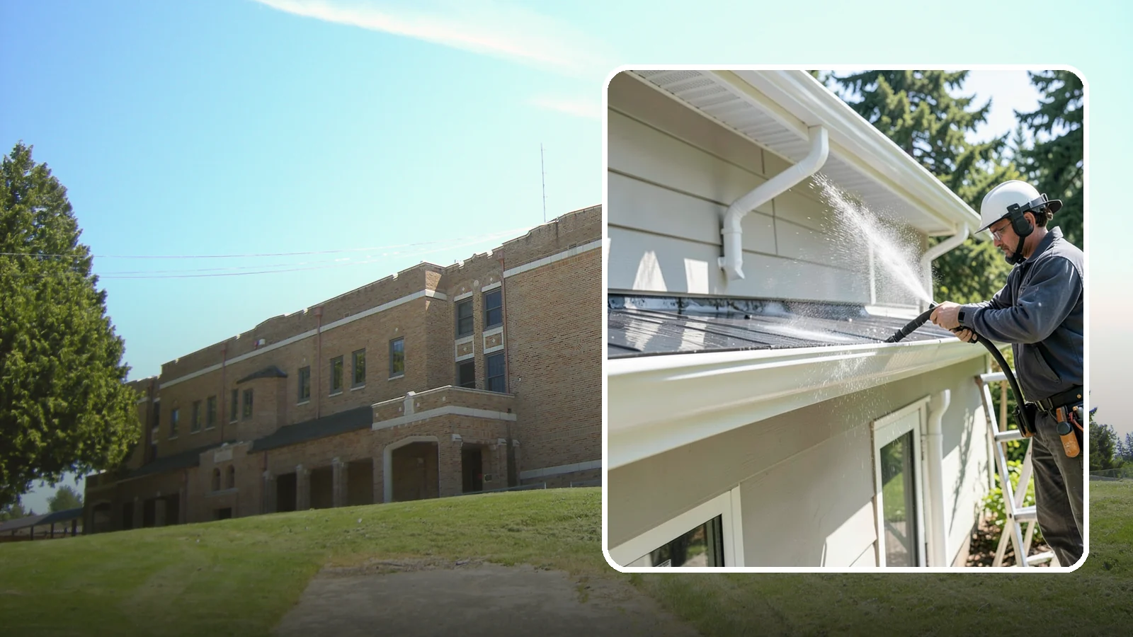 Gutter & Downspout Package in Maple Valley, King County, WA - We brighten gutter faces and flush the downspouts so your drainage system looks clean and actually moves water through a rainy...