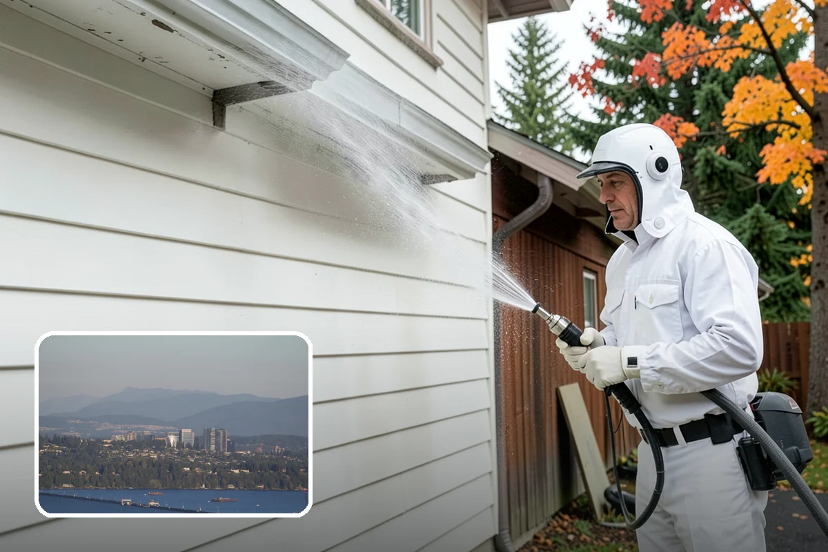 Gutter & Downspout Package in Medina, King County, WA - Removes black tiger-stripe oxidation from gutter faces