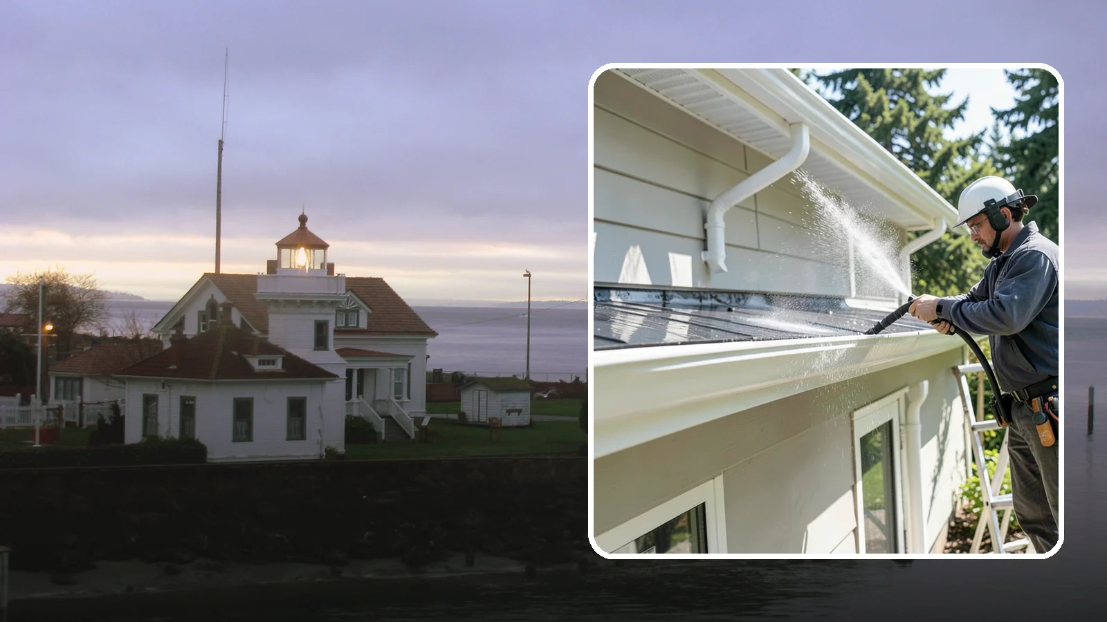 Gutter & Downspout Package in Mukilteo, Snohomish County, WA - We brighten gutter faces and flush the downspouts so your drainage system looks clean and actually moves water through a rainy...