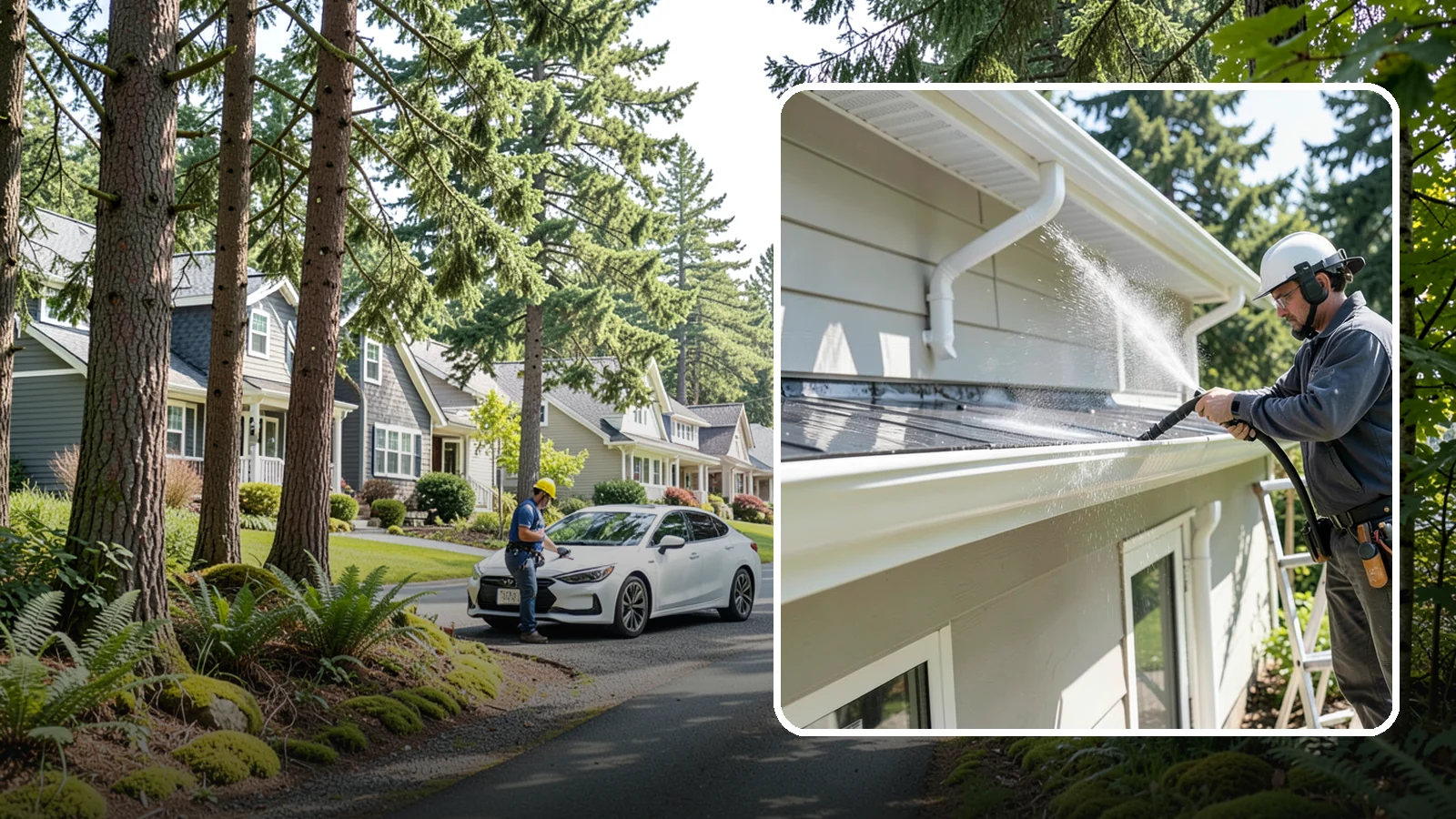Gutter & Downspout Package in Normandy Park, King County, WA - We brighten gutter faces and flush the downspouts so your drainage system looks clean and actually moves water through a rainy...