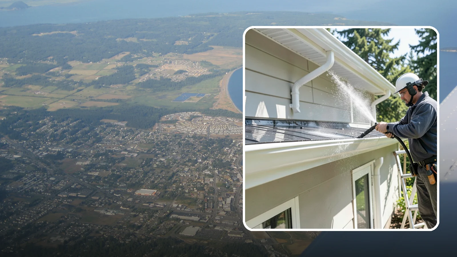 Gutter & Downspout Package in Oak Harbor, Island County, WA - We brighten gutter faces and flush the downspouts so your drainage system looks clean and actually moves water through a rainy...