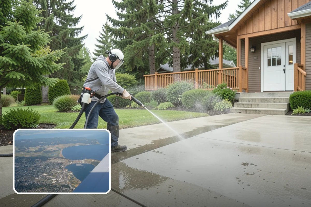 Gutter & Downspout Package in Oak Harbor, Island County, WA - Removes black tiger-stripe oxidation from gutter faces