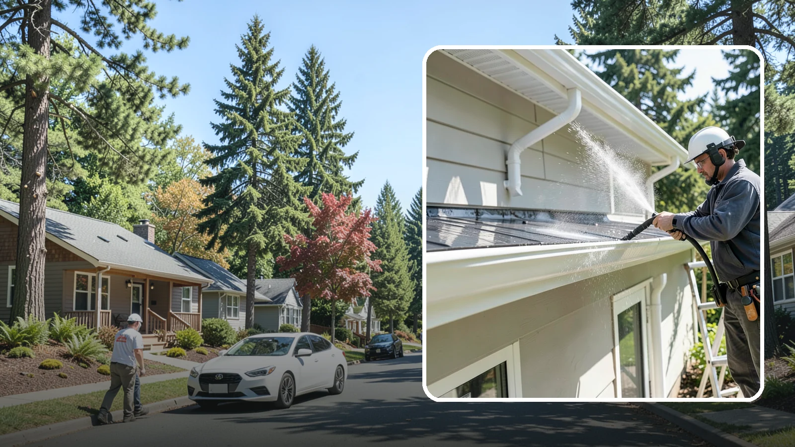Gutter & Downspout Package in Orting, Pierce County, WA - We brighten gutter faces and flush the downspouts so your drainage system looks clean and actually moves water through a rainy...