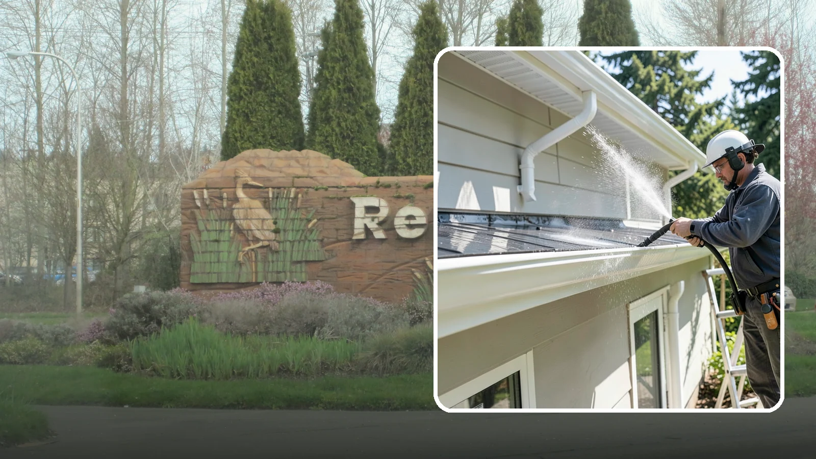 Gutter & Downspout Package in Renton, King County, WA - We brighten gutter faces and flush the downspouts so your drainage system looks clean and actually moves water through a rainy...