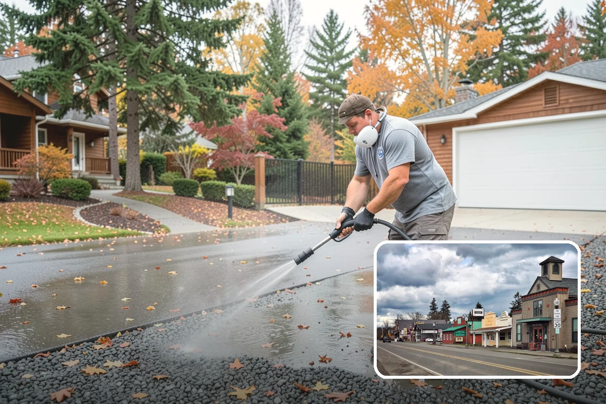 Gutter & Downspout Package in Roy, Pierce County, WA - Removes black tiger-stripe oxidation from gutter faces