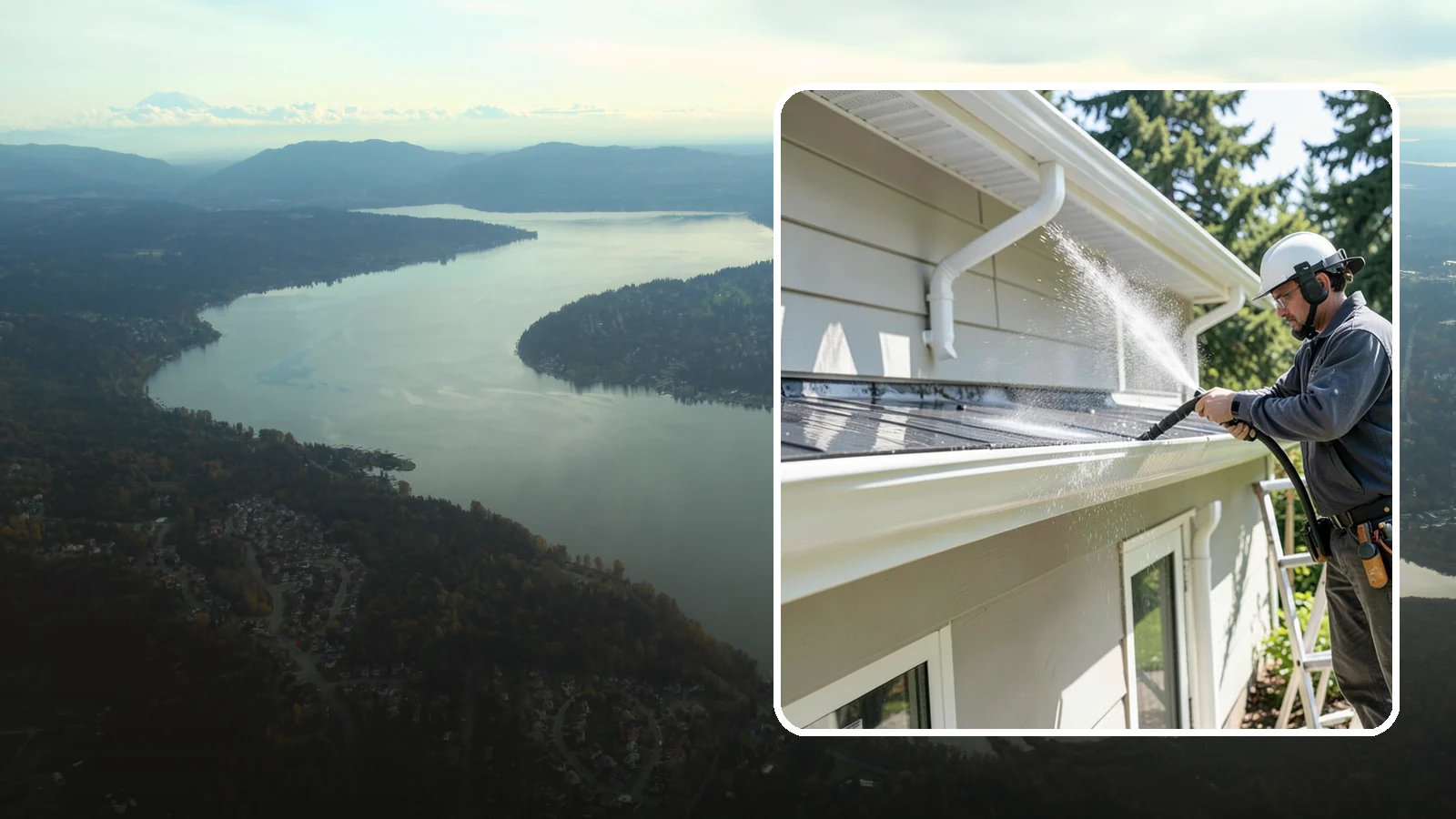Gutter & Downspout Package in Sammamish, King County, WA - We brighten gutter faces and flush the downspouts so your drainage system looks clean and actually moves water through a rainy...