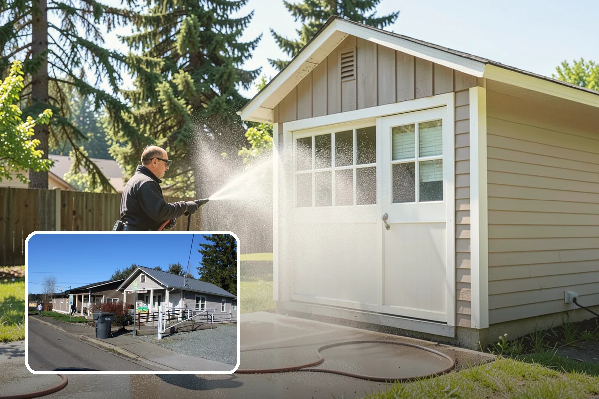 Gutter & Downspout Package in South Prairie, Pierce County, WA - Removes black tiger-stripe oxidation from gutter faces