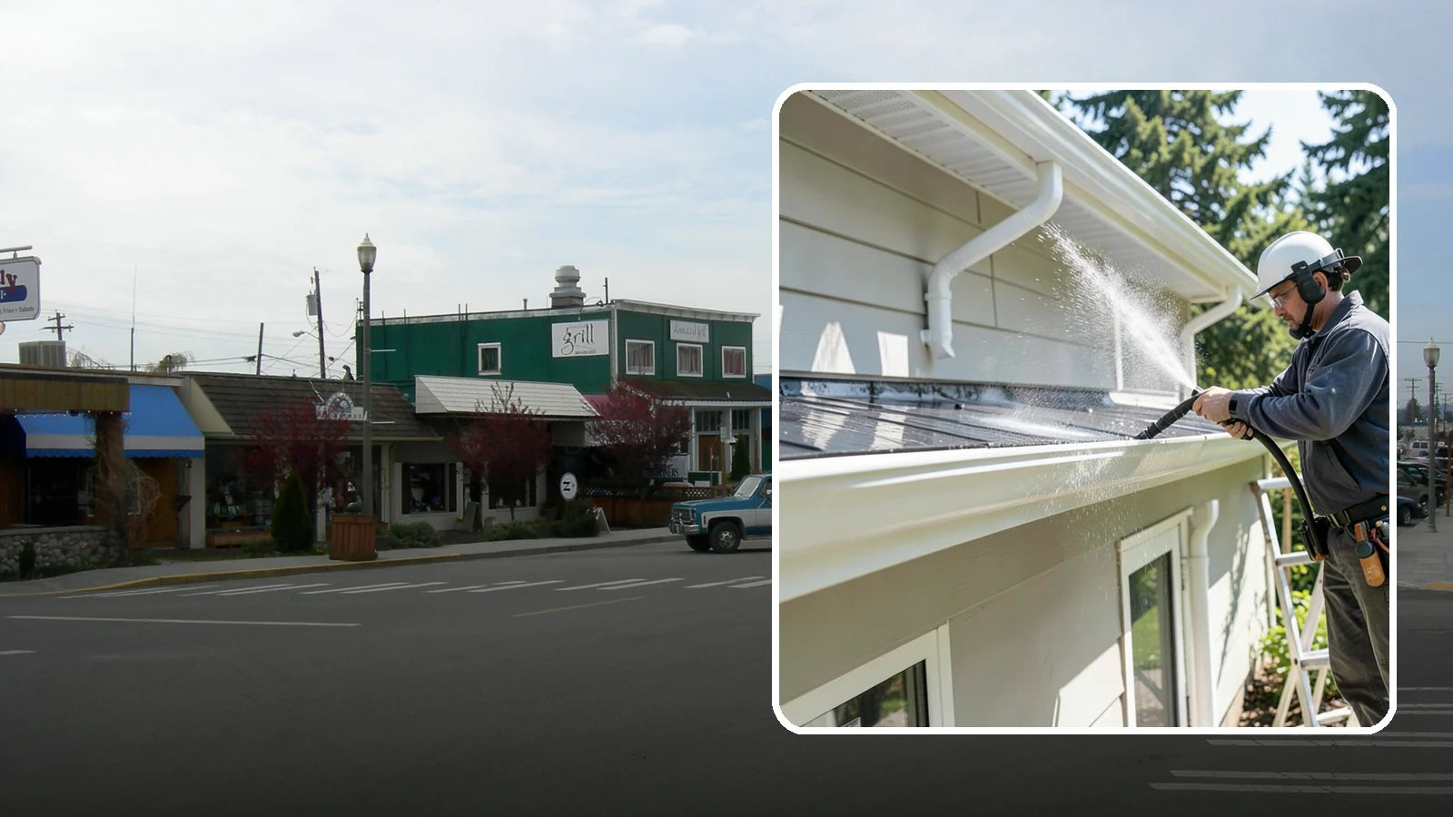 Gutter & Downspout Package in Stanwood, Snohomish County, WA - We brighten gutter faces and flush the downspouts so your drainage system looks clean and actually moves water through a rainy...