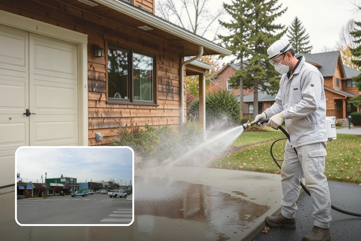 Gutter & Downspout Package in Stanwood, Snohomish County, WA - Removes black tiger-stripe oxidation from gutter faces
