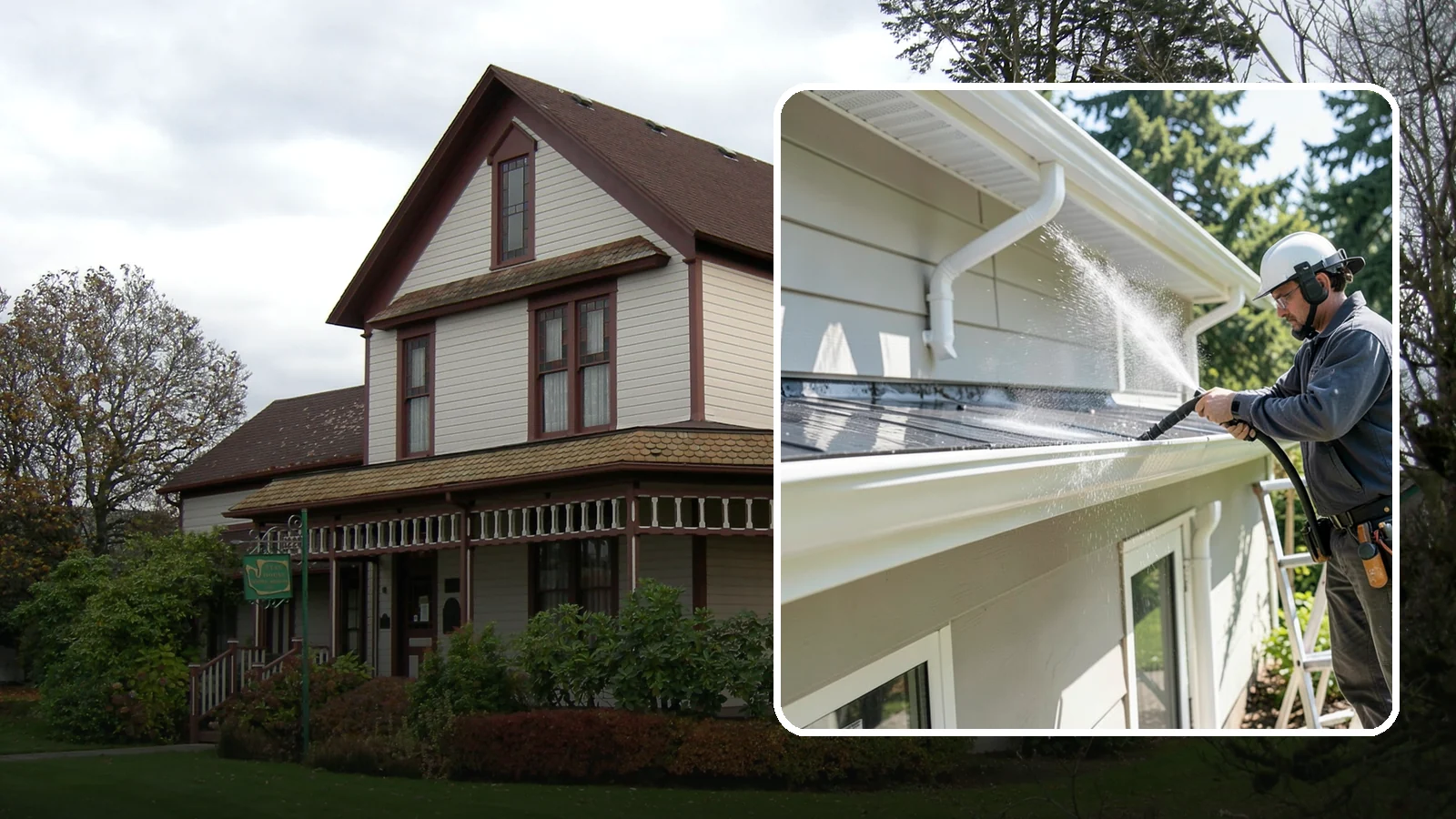 Gutter & Downspout Package in Sumner, Pierce County, WA - We brighten gutter faces and flush the downspouts so your drainage system looks clean and actually moves water through a rainy...