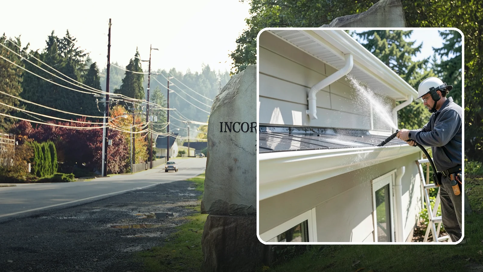 Gutter & Downspout Package in Wilkeson, Pierce County, WA - We brighten gutter faces and flush the downspouts so your drainage system looks clean and actually moves water through a rainy...