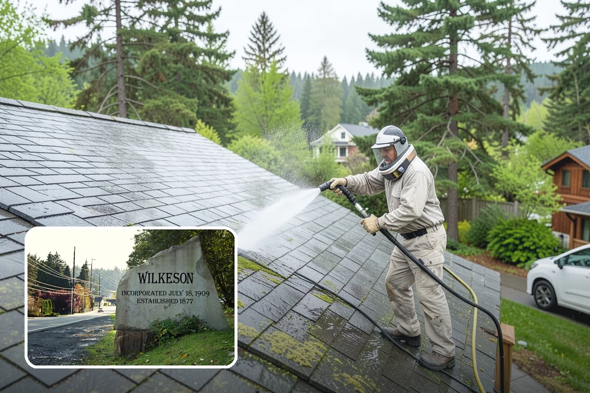 Gutter & Downspout Package in Wilkeson, Pierce County, WA - Removes black tiger-stripe oxidation from gutter faces
