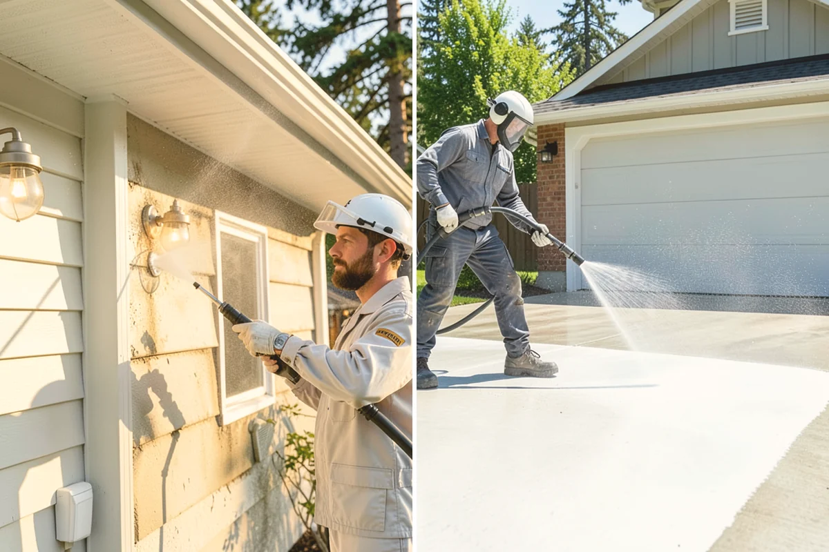 Gutter Brightening in Algona, King County, WA - Pre-rinse the gutter exteriors to remove loose dirt