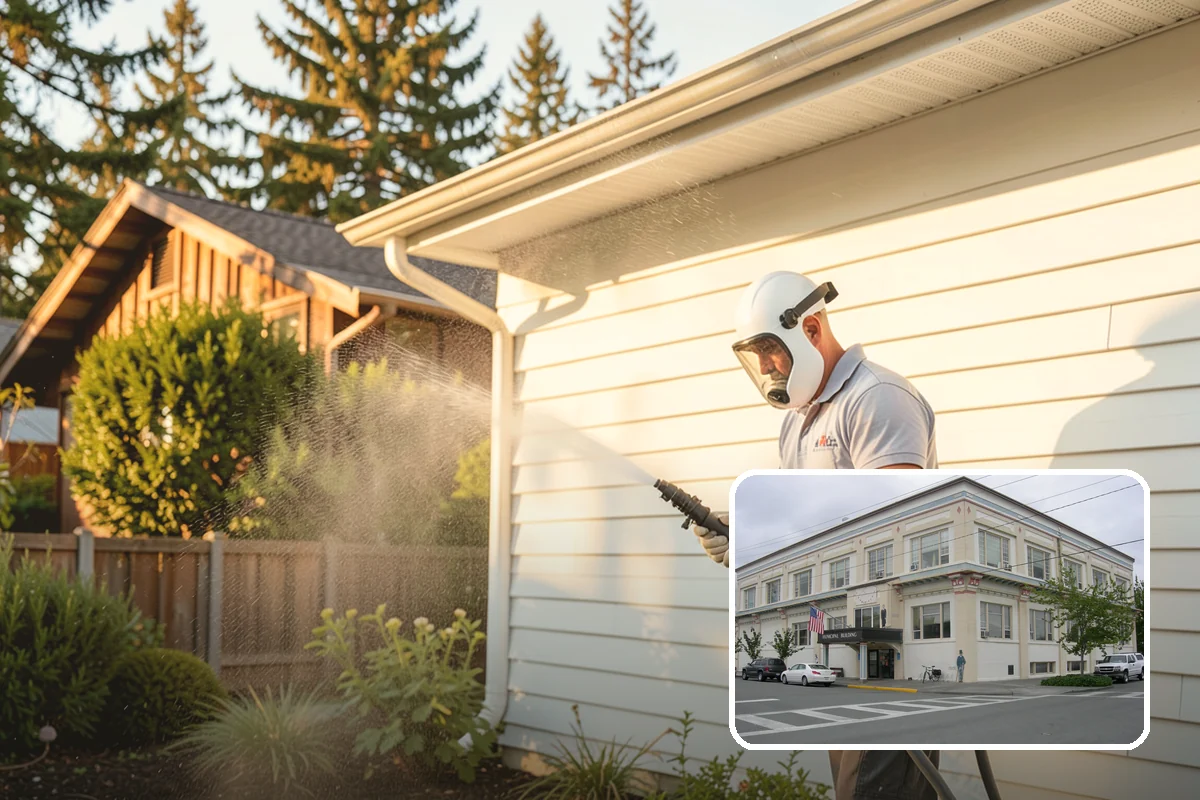 Gutter Brightening in Anacortes, Skagit County, WA - Lifts chalky weathered film that plain washing misses
