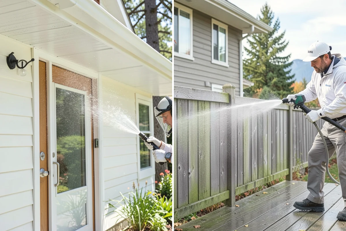 Gutter Brightening in Anacortes, Skagit County, WA - Pre-rinse the gutter exteriors to remove loose dirt
