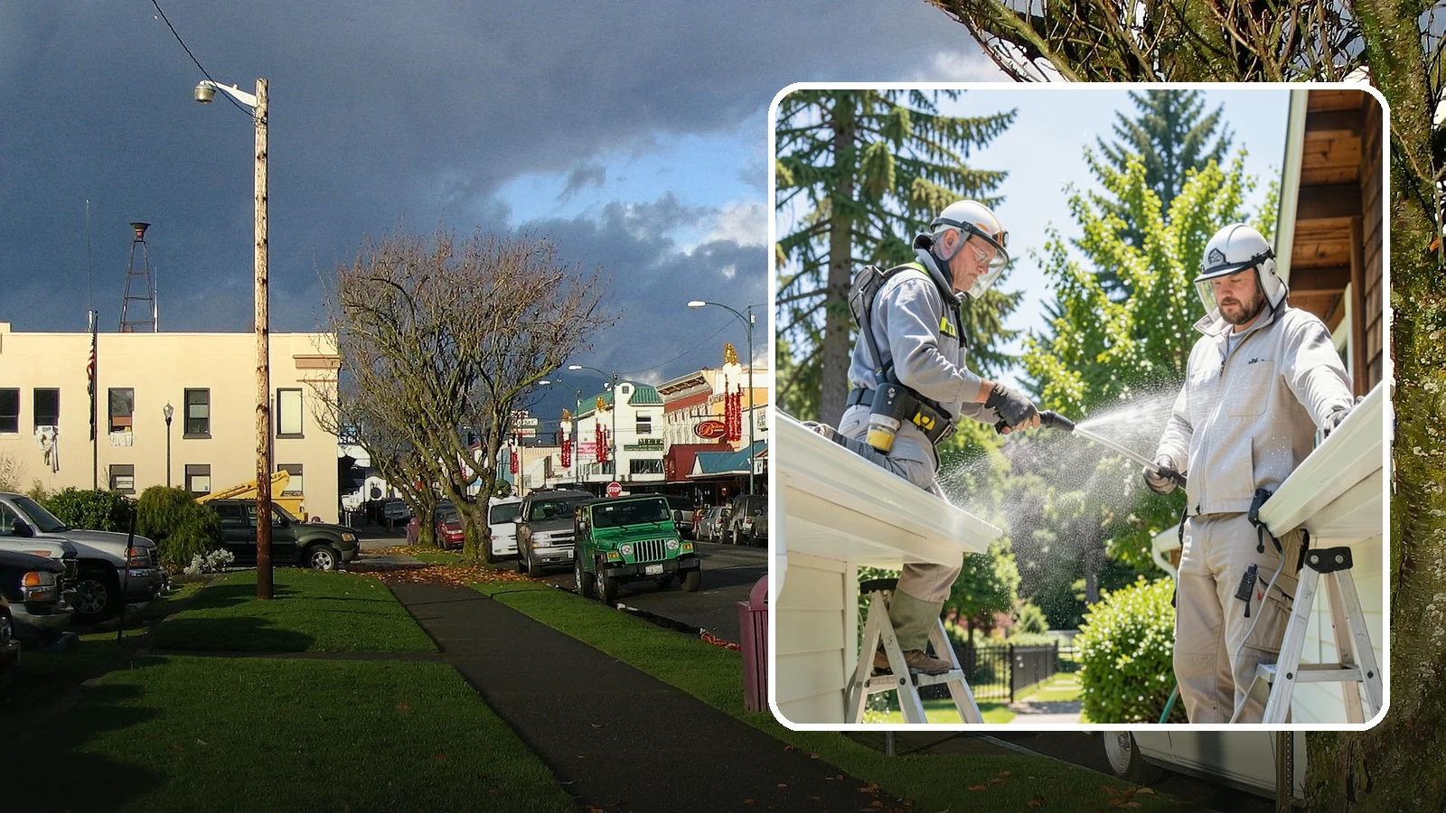 Gutter Brightening in Arlington, Snohomish County, WA - A brightening treatment that lifts dull, chalky buildup from gutter exteriors to renew their factory sheen.