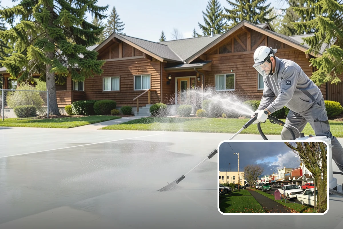 Gutter Brightening in Arlington, Snohomish County, WA - Lifts chalky weathered film that plain washing misses