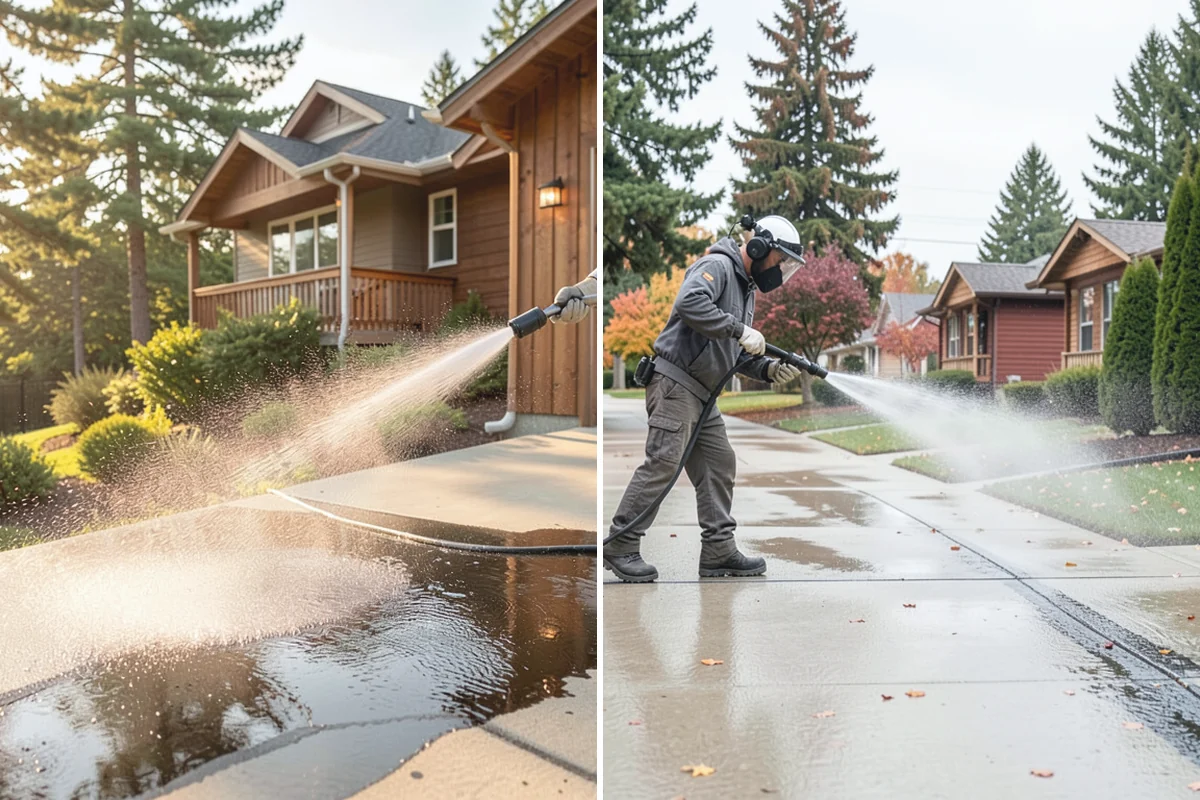 Gutter Brightening in Auburn, King County, WA - Pre-rinse the gutter exteriors to remove loose dirt