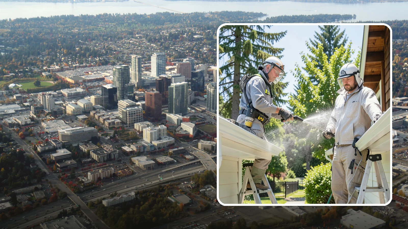 Gutter Brightening in Bellevue, King County, WA - A brightening treatment that lifts dull, chalky buildup from gutter exteriors to renew their factory sheen.