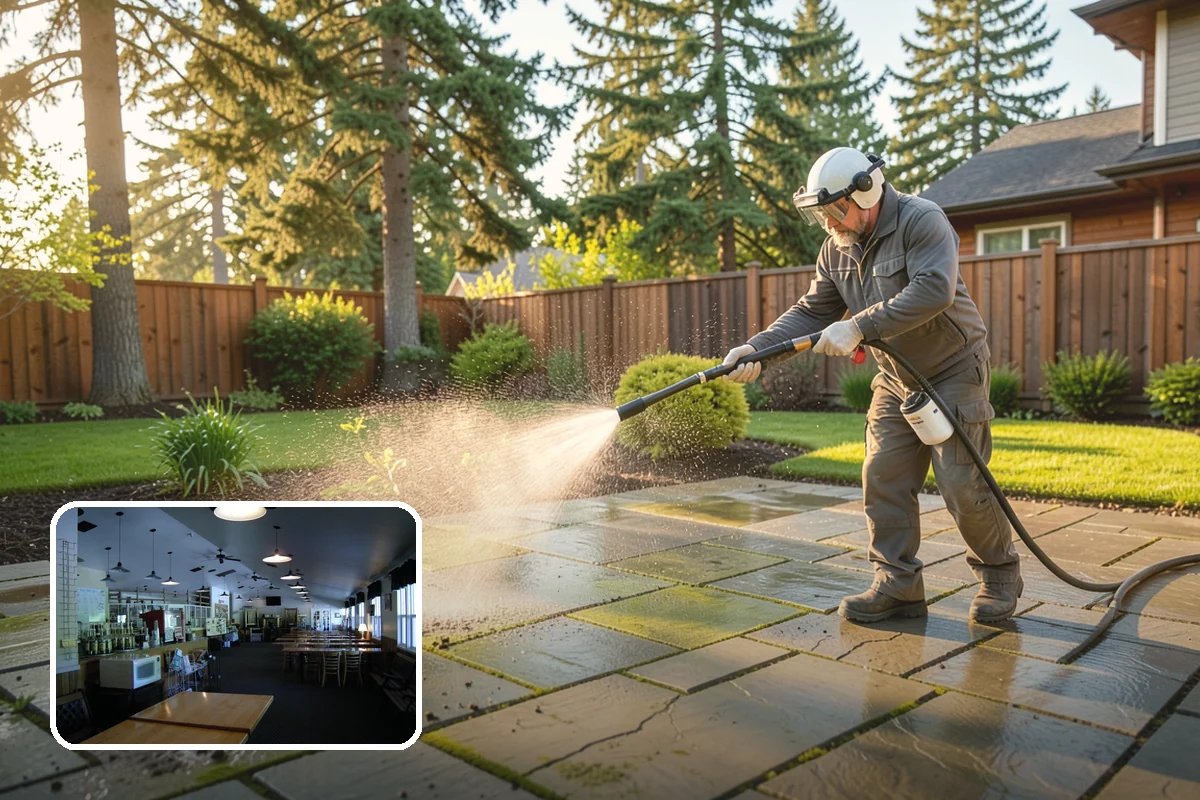 Gutter Brightening in Black Diamond, King County, WA - Lifts chalky weathered film that plain washing misses
