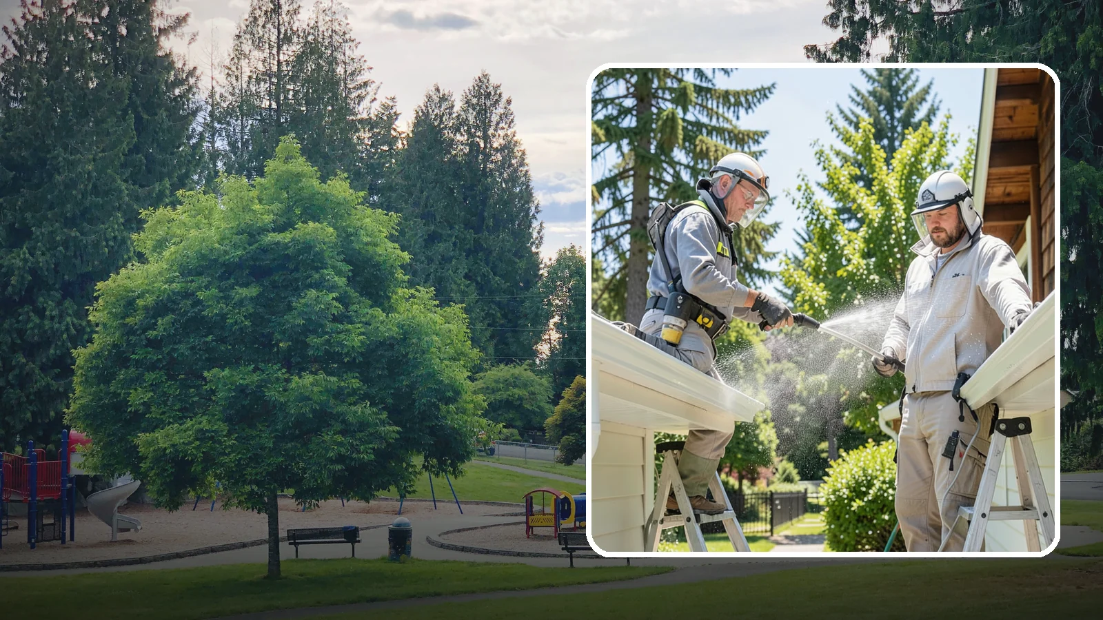 Gutter Brightening in Bonney Lake, Pierce County, WA - A brightening treatment that lifts dull, chalky buildup from gutter exteriors to renew their factory sheen.