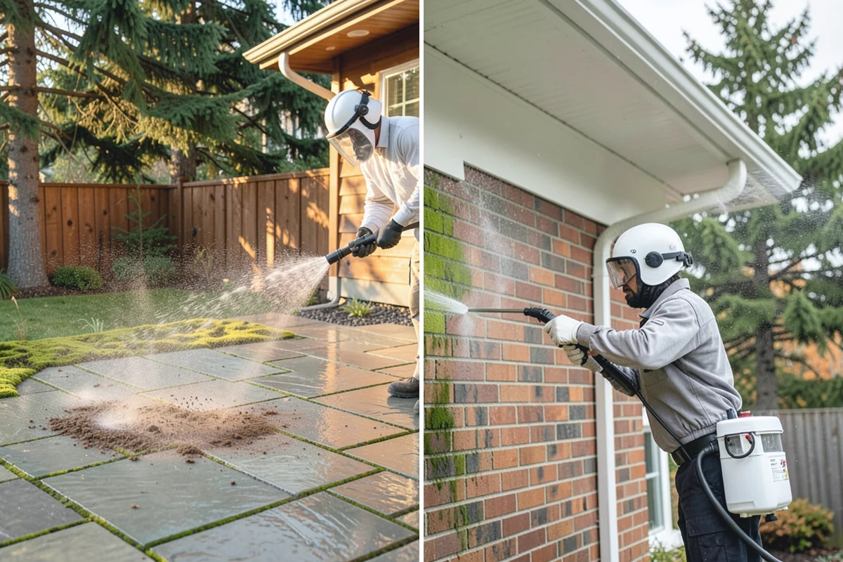 Gutter Brightening in Bonney Lake, Pierce County, WA - Pre-rinse the gutter exteriors to remove loose dirt