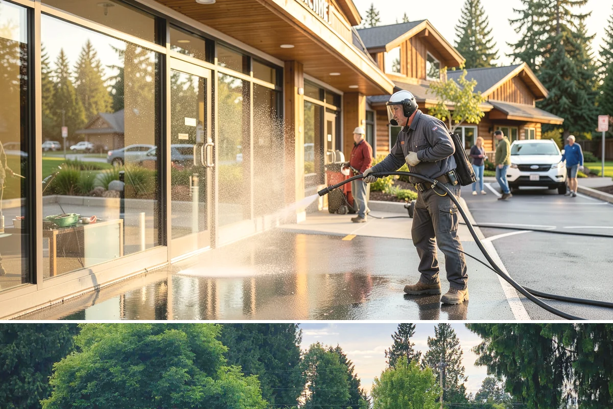 Gutter Brightening in Bonney Lake, Pierce County, WA - Brighten in the drier summer stretch so the treatment works without immediate rain washing it off.