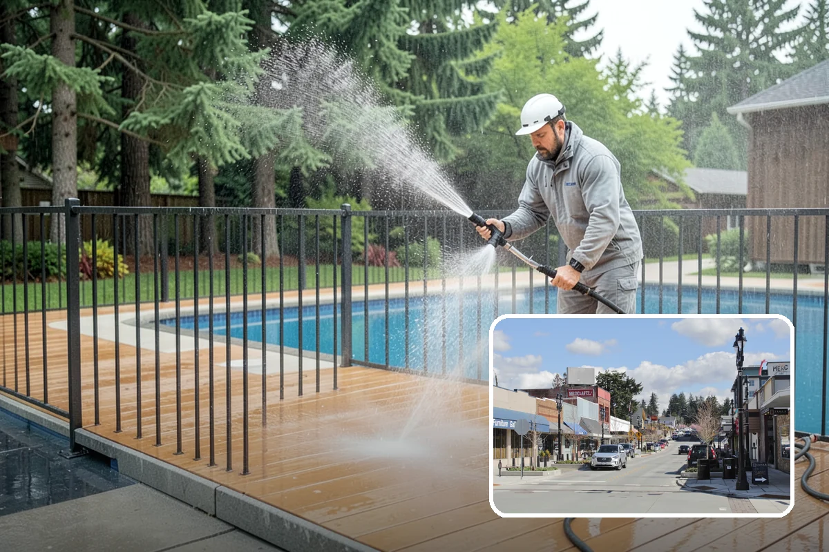 Gutter Brightening in Bothell, King County, WA - Lifts chalky weathered film that plain washing misses