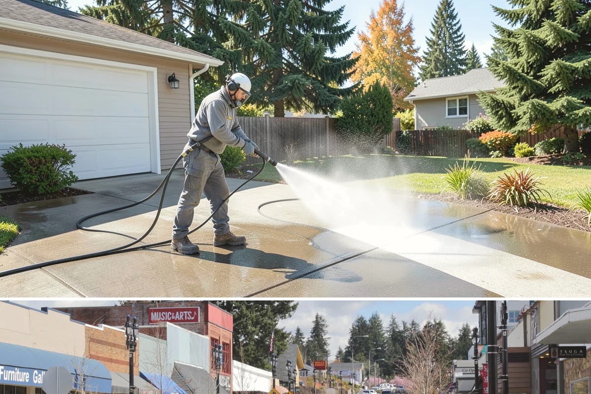 Gutter Brightening in Bothell, King County, WA - Brighten in the drier summer stretch so the treatment works without immediate rain washing it off.