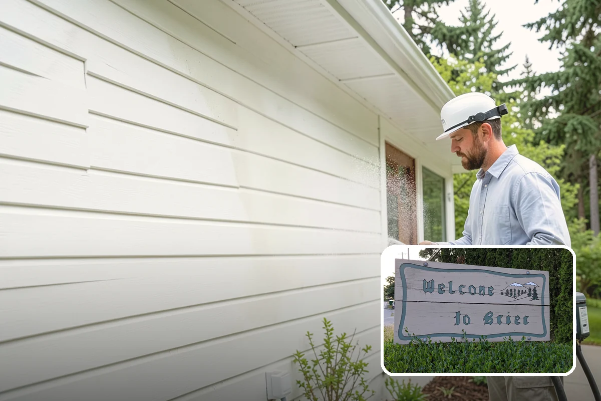 Gutter Brightening in Brier, Snohomish County, WA - Lifts chalky weathered film that plain washing misses