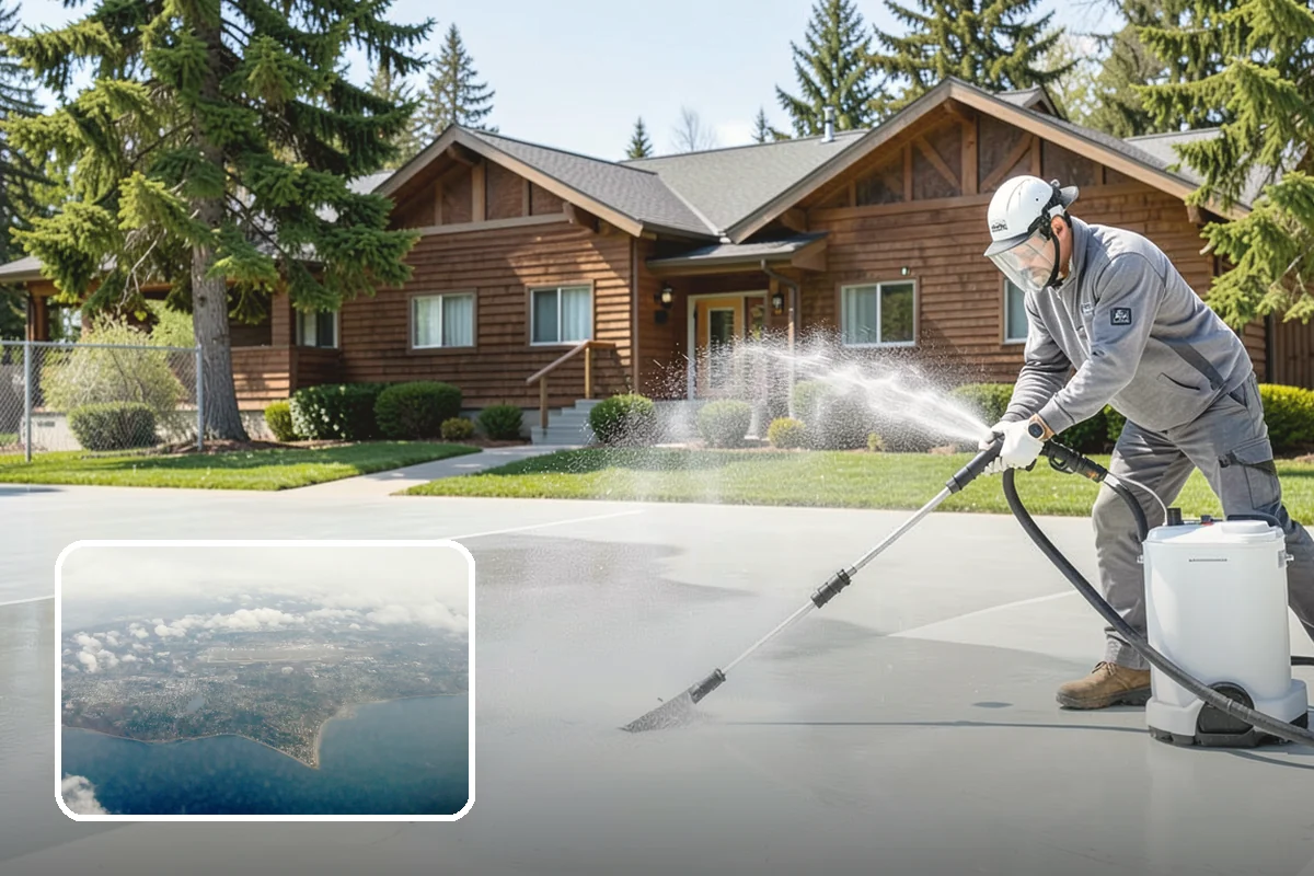 Gutter Brightening in Burien, King County, WA - Lifts chalky weathered film that plain washing misses