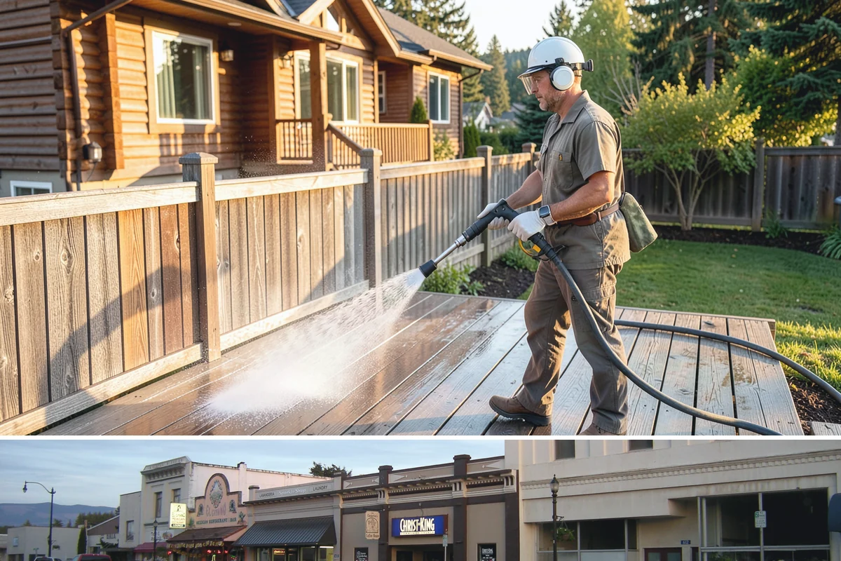Gutter Brightening in Burlington, Skagit County, WA - Brighten in the drier summer stretch so the treatment works without immediate rain washing it off.