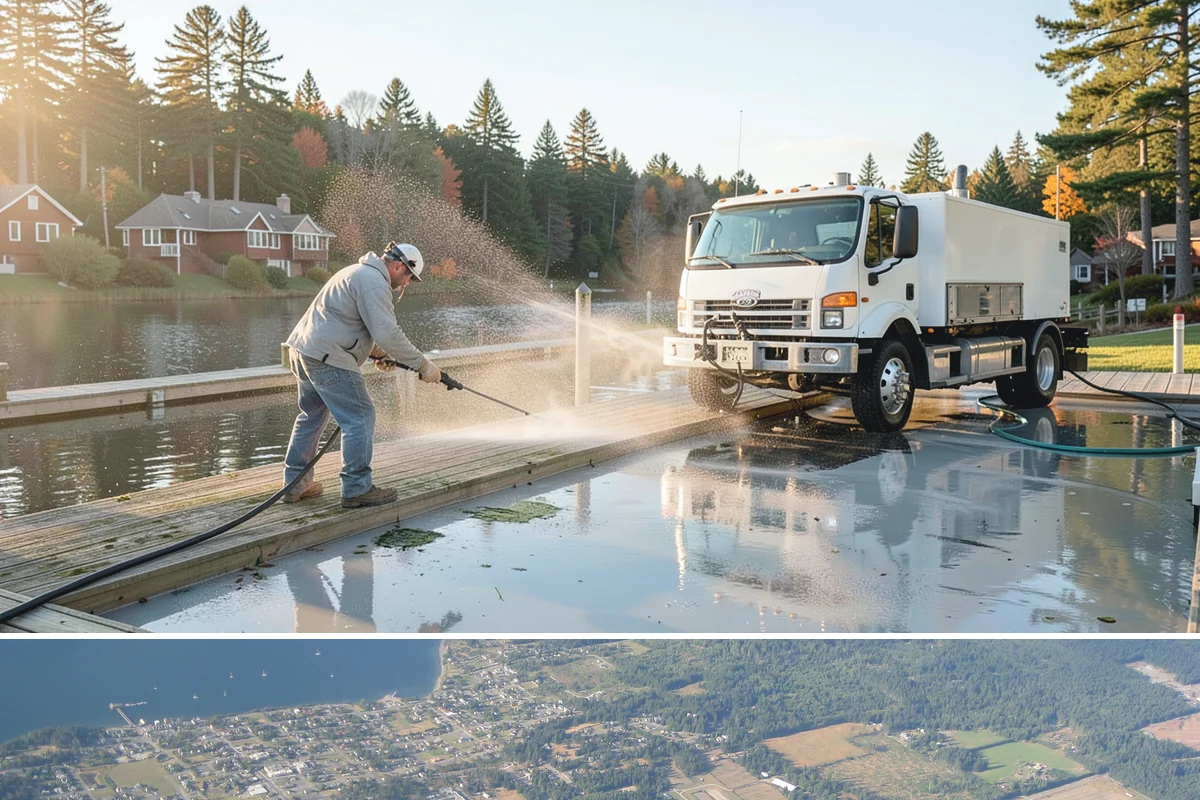 Gutter Brightening in Coupeville, Island County, WA - Brighten in the drier summer stretch so the treatment works without immediate rain washing it off.