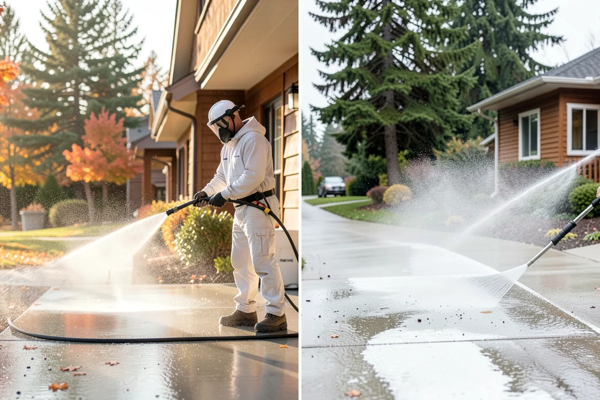 Gutter Brightening in DuPont, Pierce County, WA - Pre-rinse the gutter exteriors to remove loose dirt