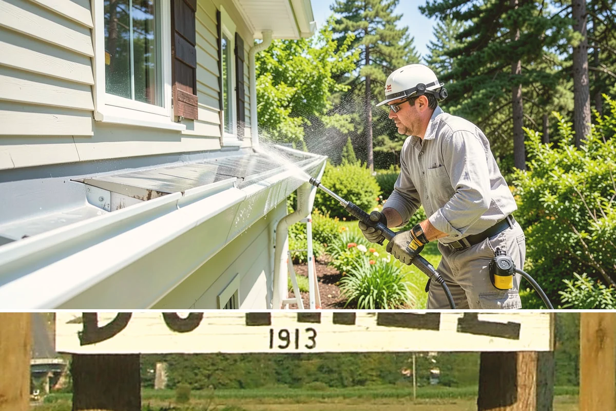Gutter Brightening in Duvall, King County, WA - Brighten in the drier summer stretch so the treatment works without immediate rain washing it off.