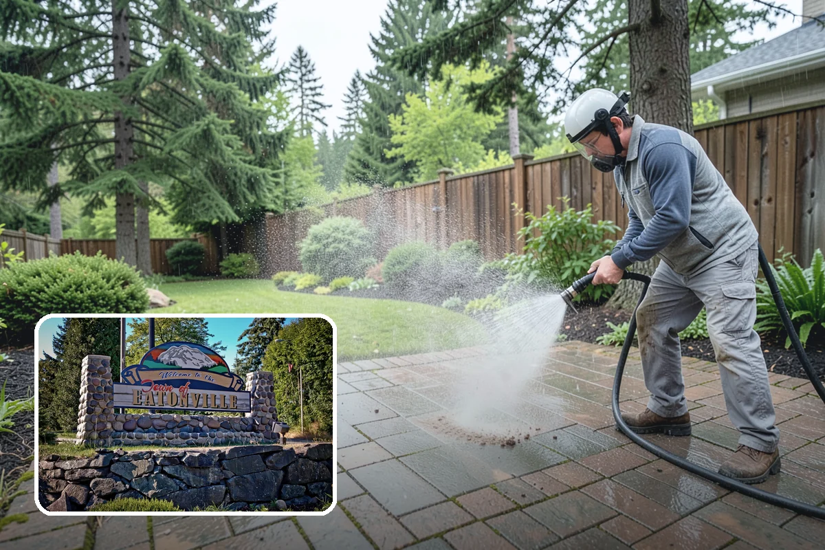 Gutter Brightening in Eatonville, Pierce County, WA - Lifts chalky weathered film that plain washing misses