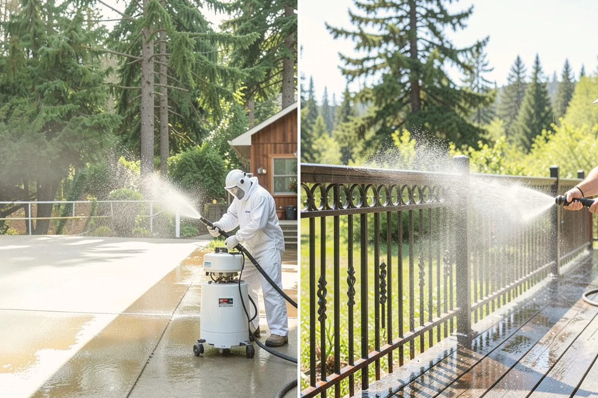 Gutter Brightening in Edmonds, Snohomish County, WA - Pre-rinse the gutter exteriors to remove loose dirt