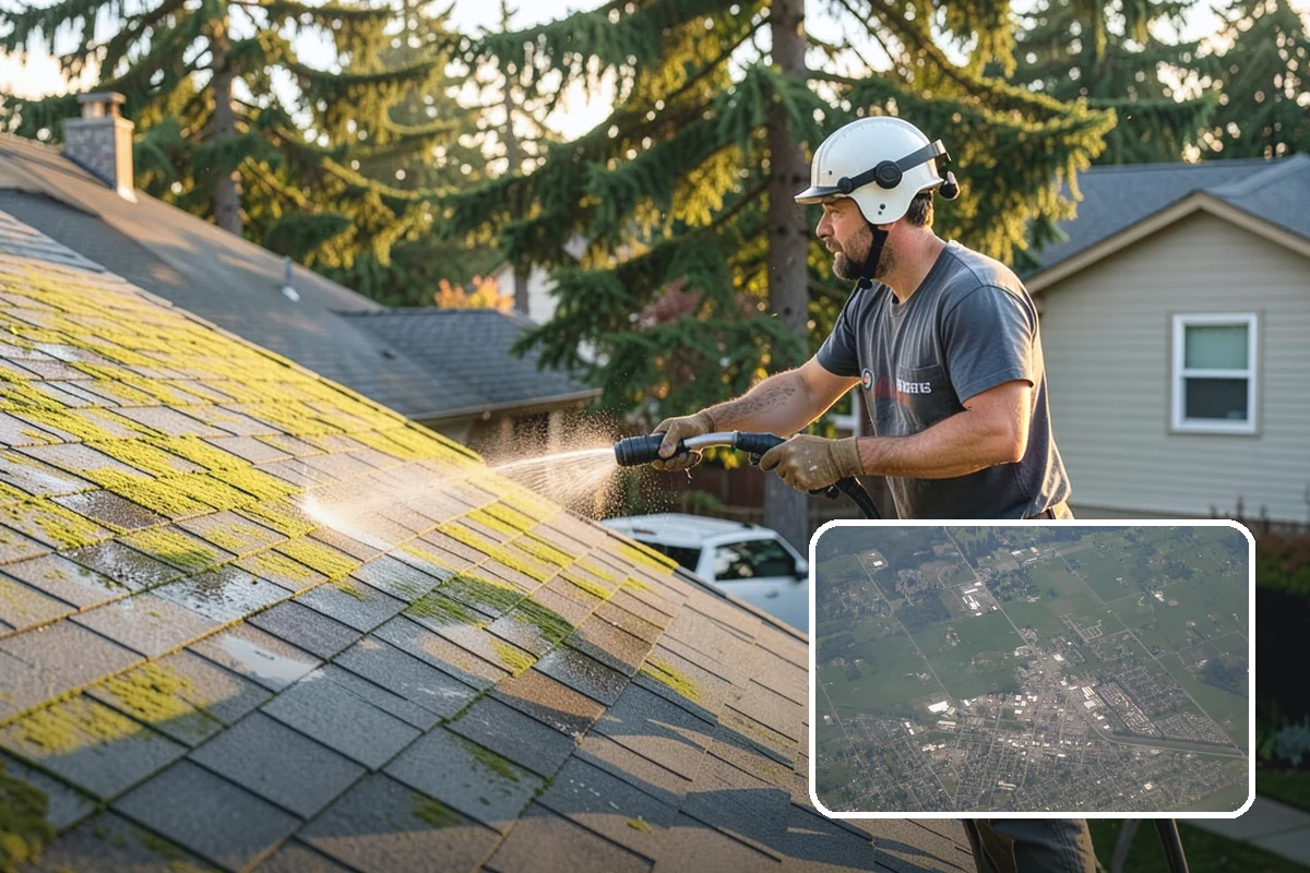 Gutter Brightening in Enumclaw, King County, WA - Lifts chalky weathered film that plain washing misses