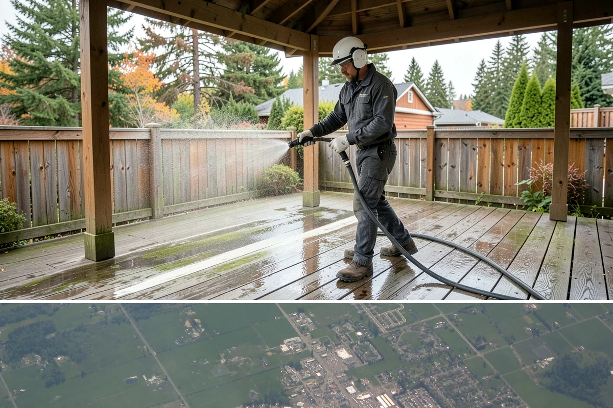 Gutter Brightening in Enumclaw, King County, WA - Brighten in the drier summer stretch so the treatment works without immediate rain washing it off.