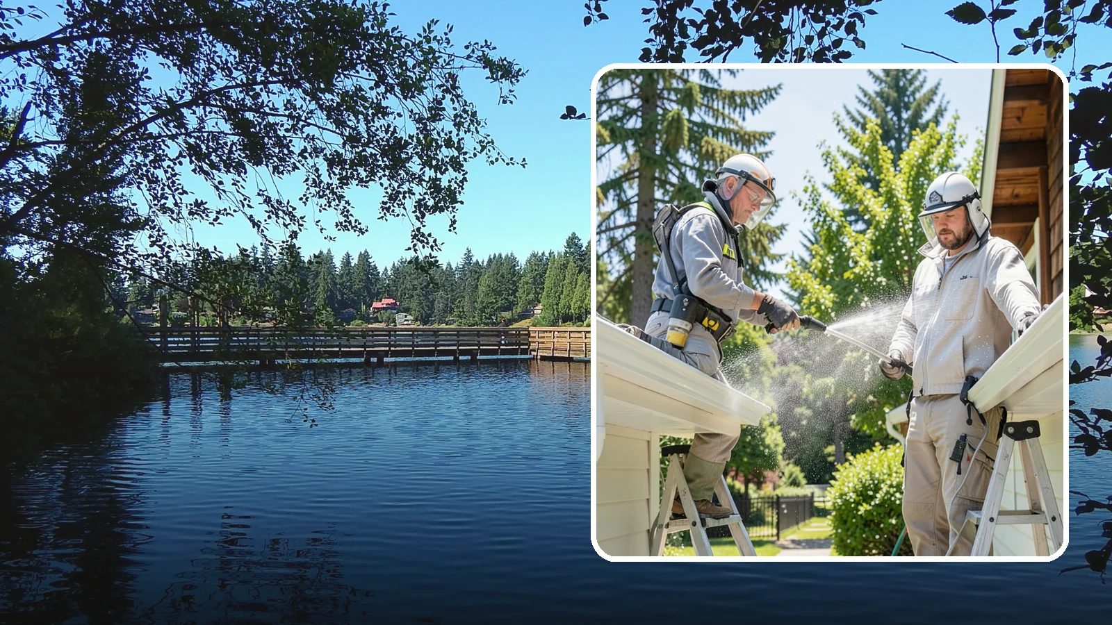 Gutter Brightening in Federal Way, King County, WA - A brightening treatment that lifts dull, chalky buildup from gutter exteriors to renew their factory sheen.