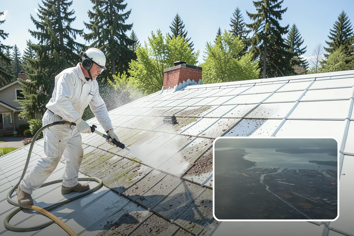 Gutter Brightening in Fife, Pierce County, WA - Lifts chalky weathered film that plain washing misses