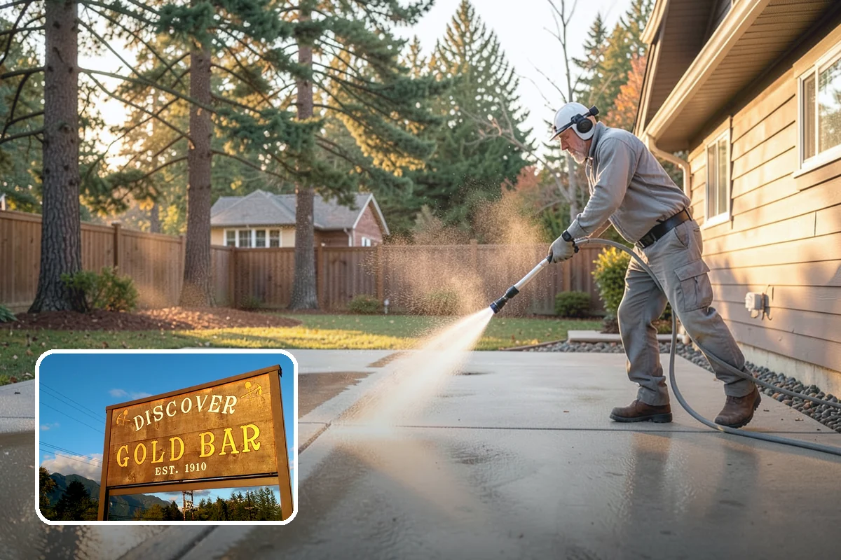 Gutter Brightening in Gold Bar, Snohomish County, WA - Lifts chalky weathered film that plain washing misses