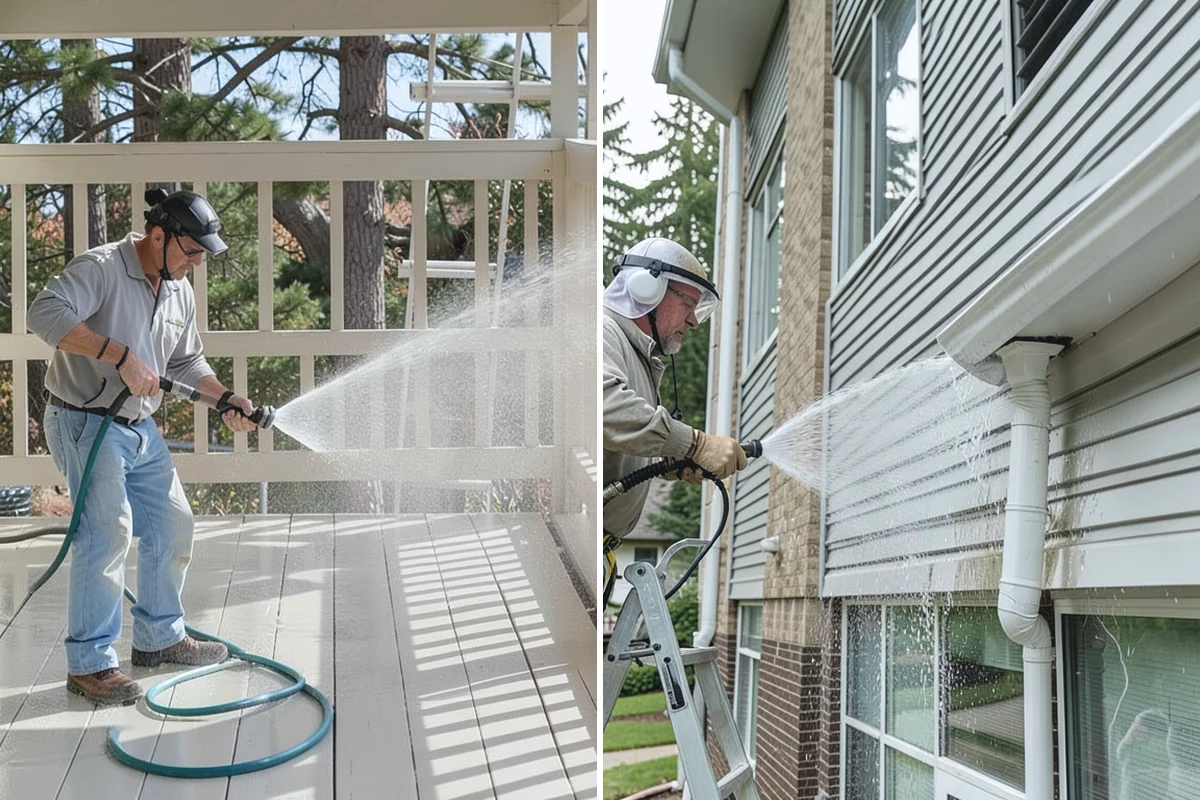 Gutter Brightening in Gold Bar, Snohomish County, WA - Pre-rinse the gutter exteriors to remove loose dirt