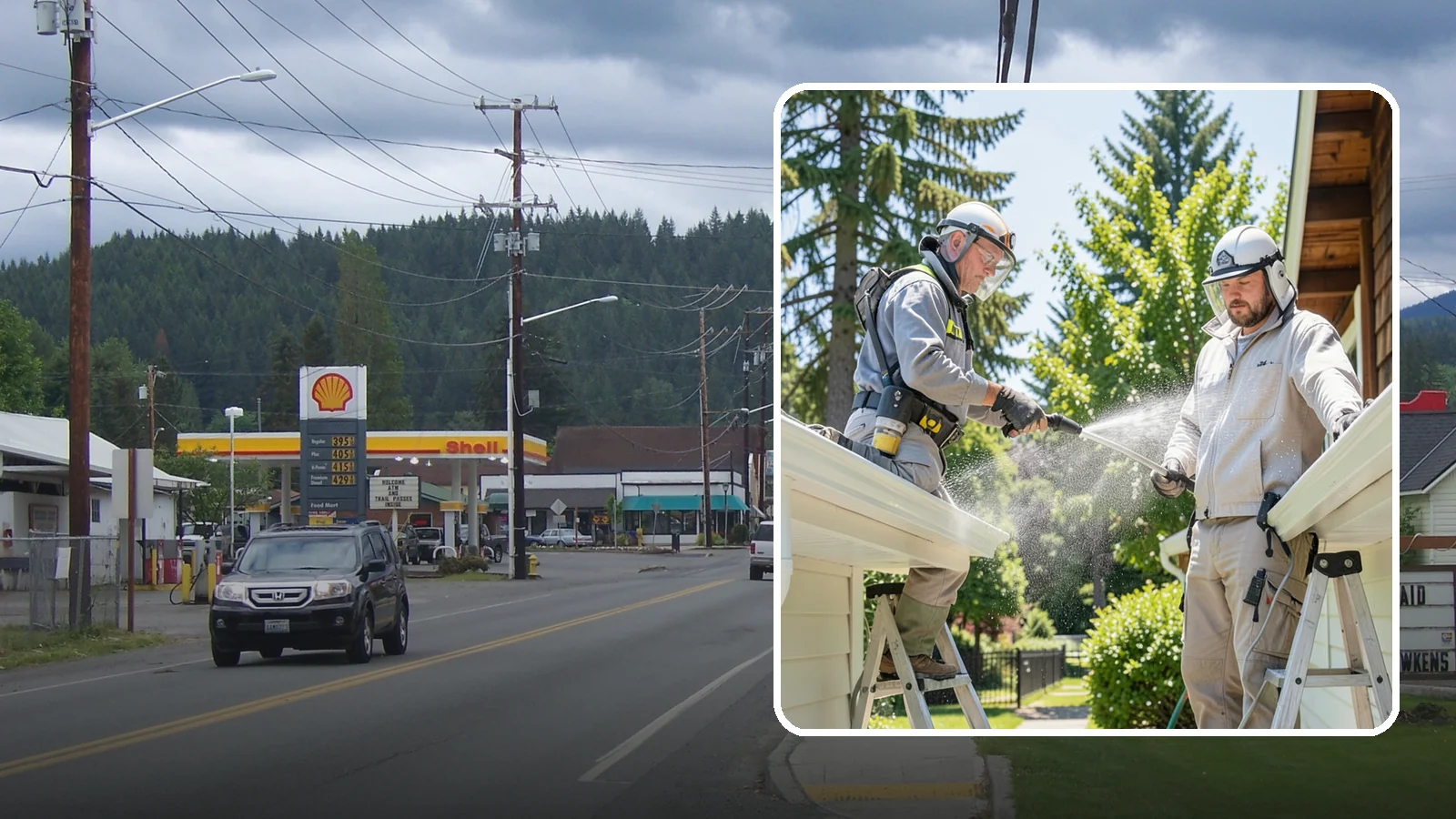 Gutter Brightening in Granite Falls, Snohomish County, WA - A brightening treatment that lifts dull, chalky buildup from gutter exteriors to renew their factory sheen.