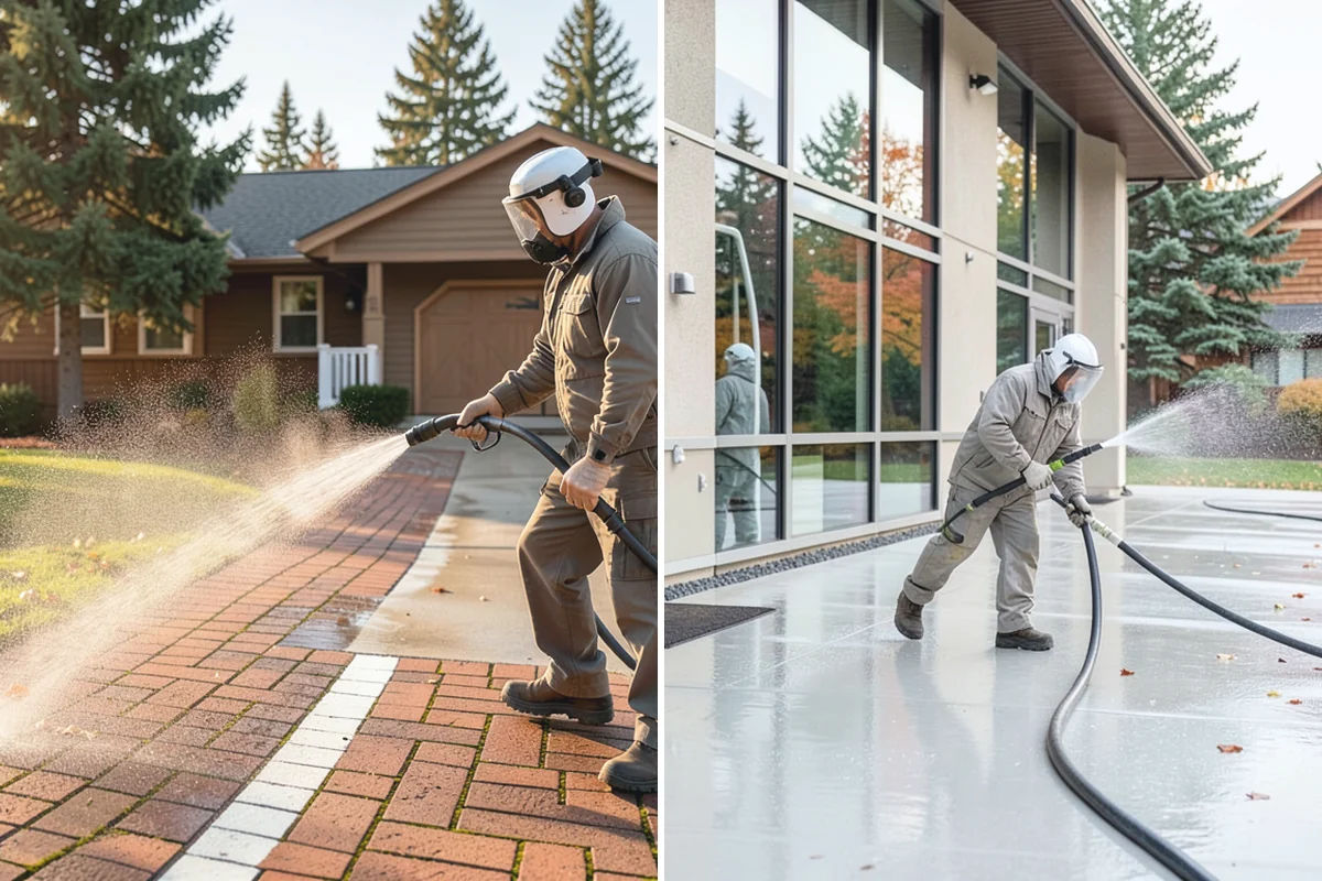Gutter Brightening in Granite Falls, Snohomish County, WA - Pre-rinse the gutter exteriors to remove loose dirt