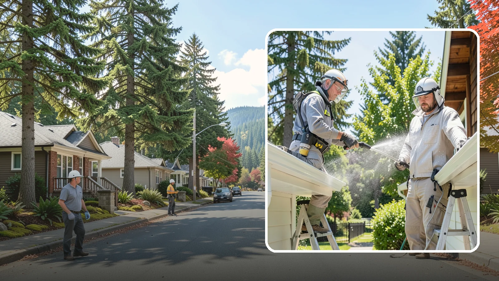 Gutter Brightening in Hunts Point, King County, WA - A brightening treatment that lifts dull, chalky buildup from gutter exteriors to renew their factory sheen.