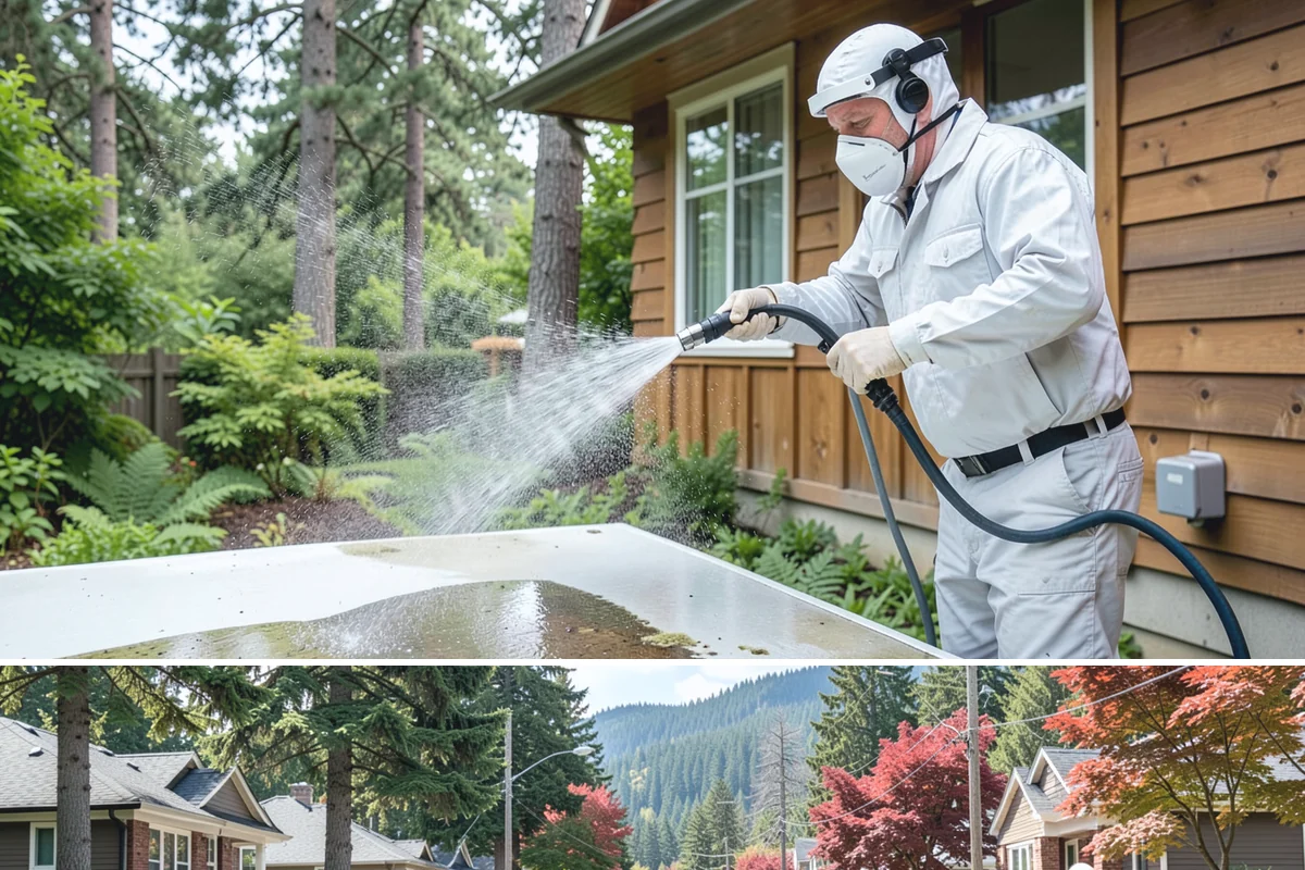 Gutter Brightening in Hunts Point, King County, WA - Brighten in the drier summer stretch so the treatment works without immediate rain washing it off.