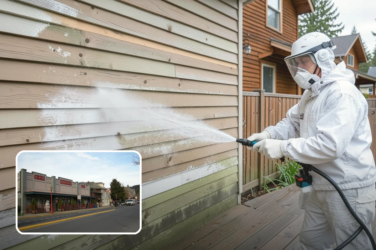 Gutter Brightening in Issaquah, King County, WA - Lifts chalky weathered film that plain washing misses