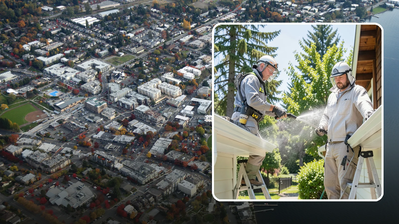 Gutter Brightening in Kirkland, King County, WA - A brightening treatment that lifts dull, chalky buildup from gutter exteriors to renew their factory sheen.